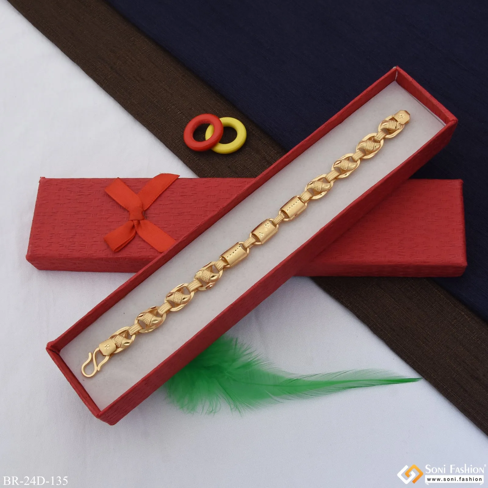 1 Gram Gold Plated 2 In 1 Best Quality Kohli Bracelet for Men - Style D135