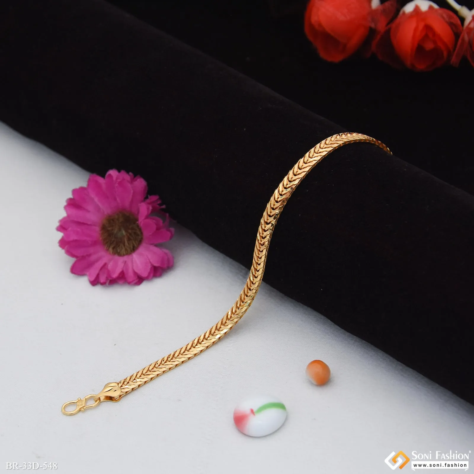 1 Gram Gold Plated Awesome Design Bracelet for Men - Style D548