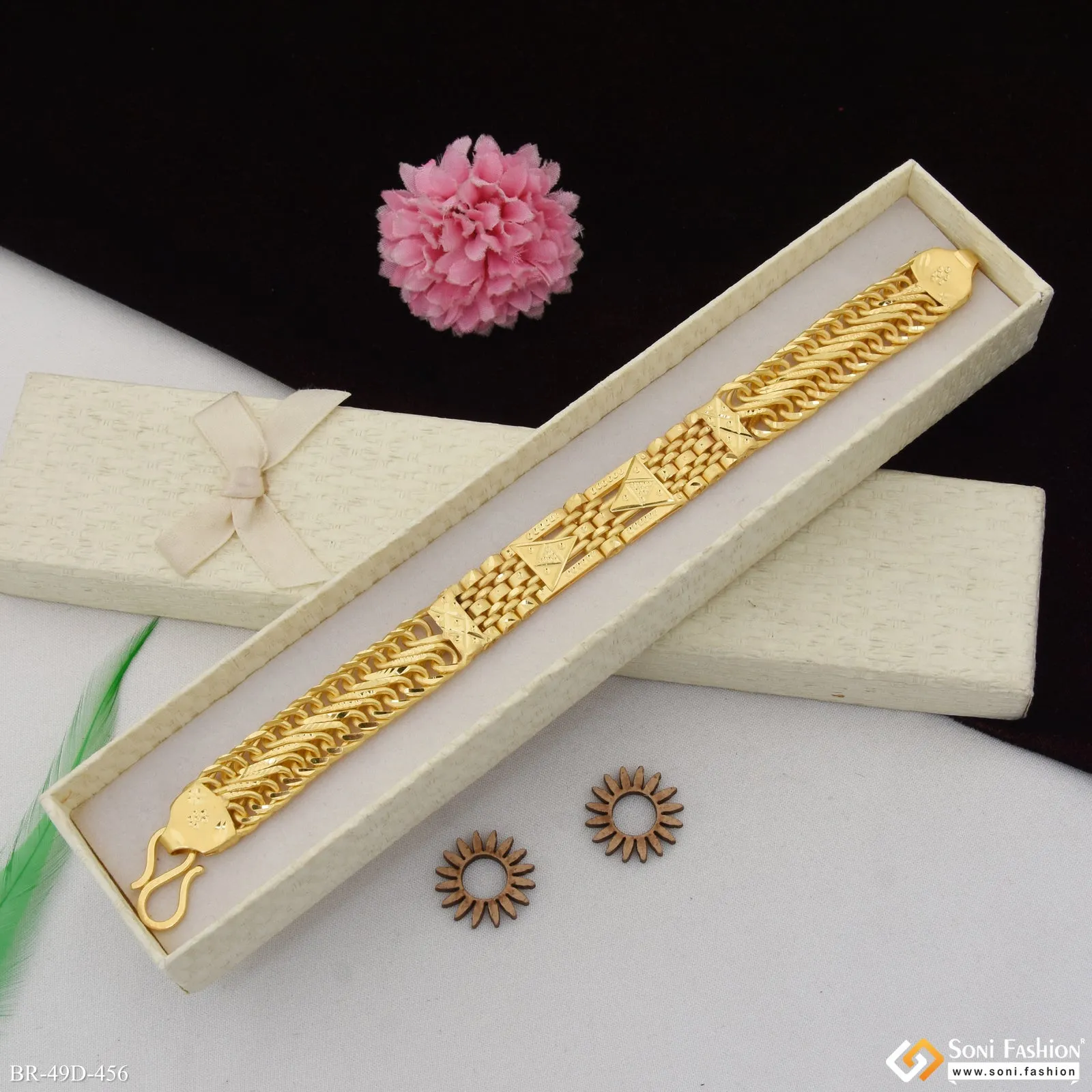 1 Gram Gold Plated Excellent Design Bracelet for Men - Style D456