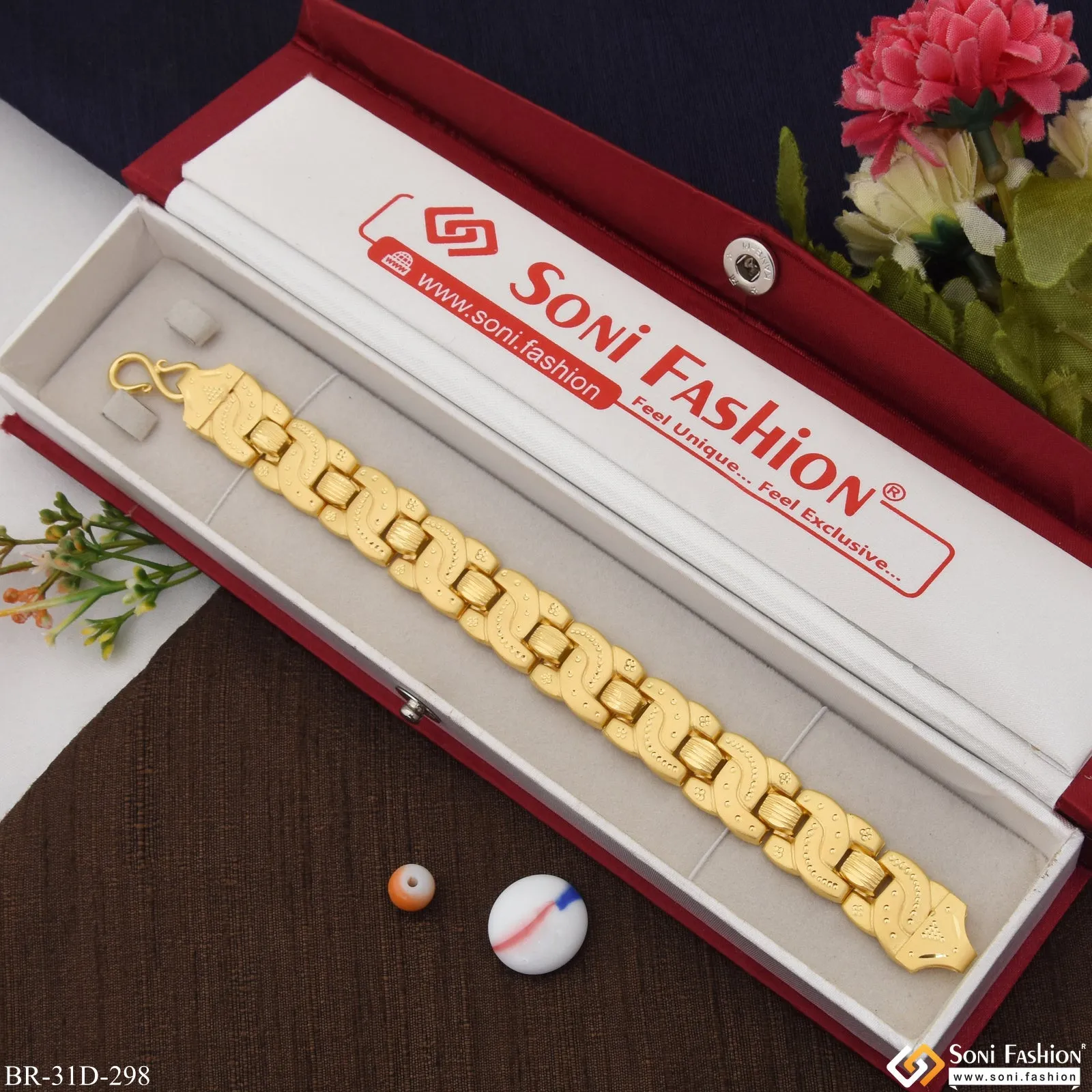 1 Gram Gold Plated Excellent Design Pokal Bracelet for Men - Style D298