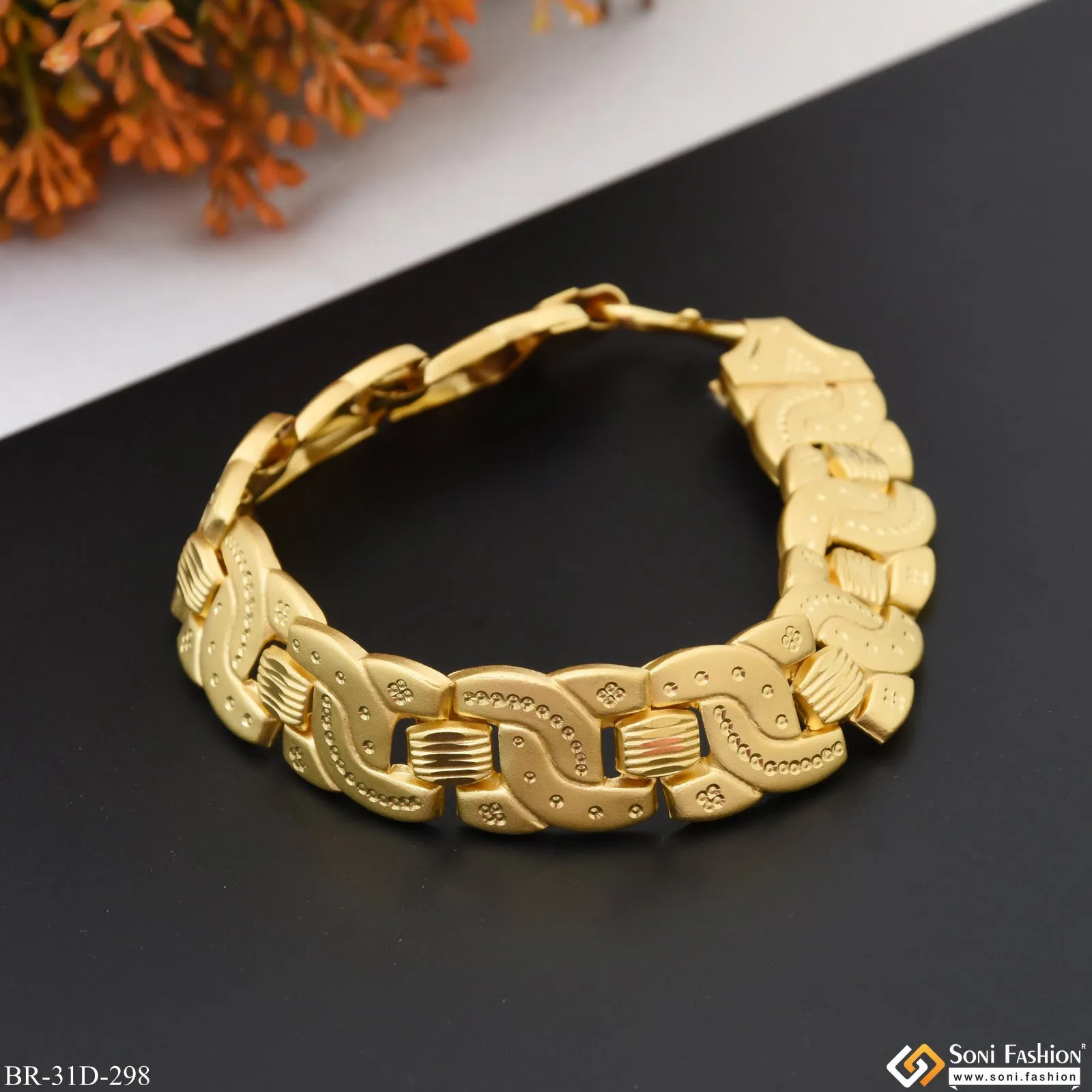 1 Gram Gold Plated Excellent Design Pokal Bracelet for Men - Style D298