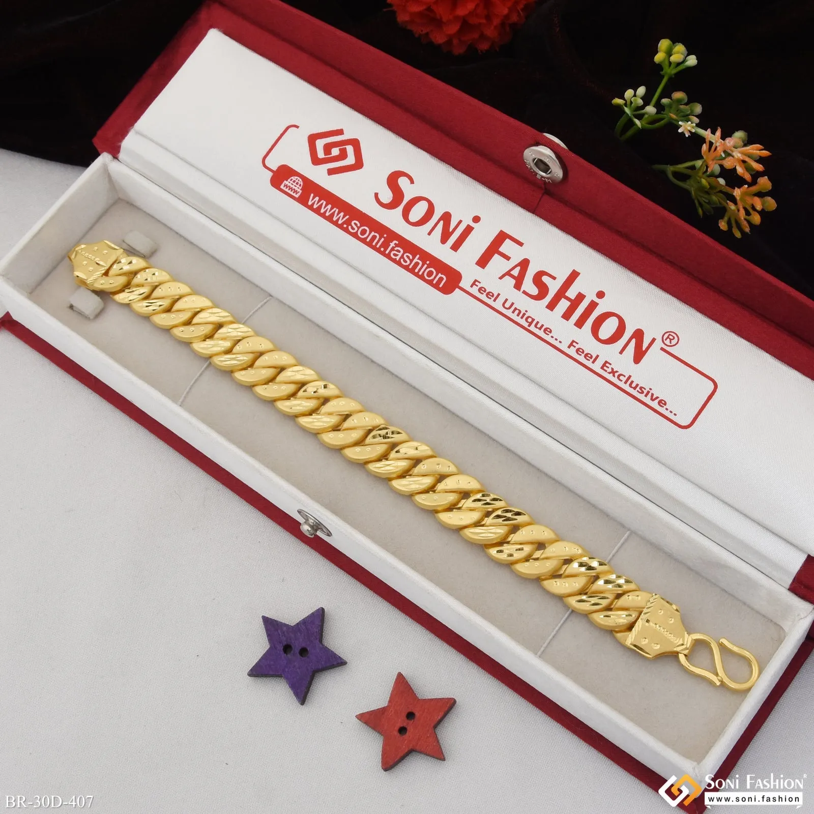 1 Gram Gold Plated Latest Design Pokal Bracelet for Men - Style D407