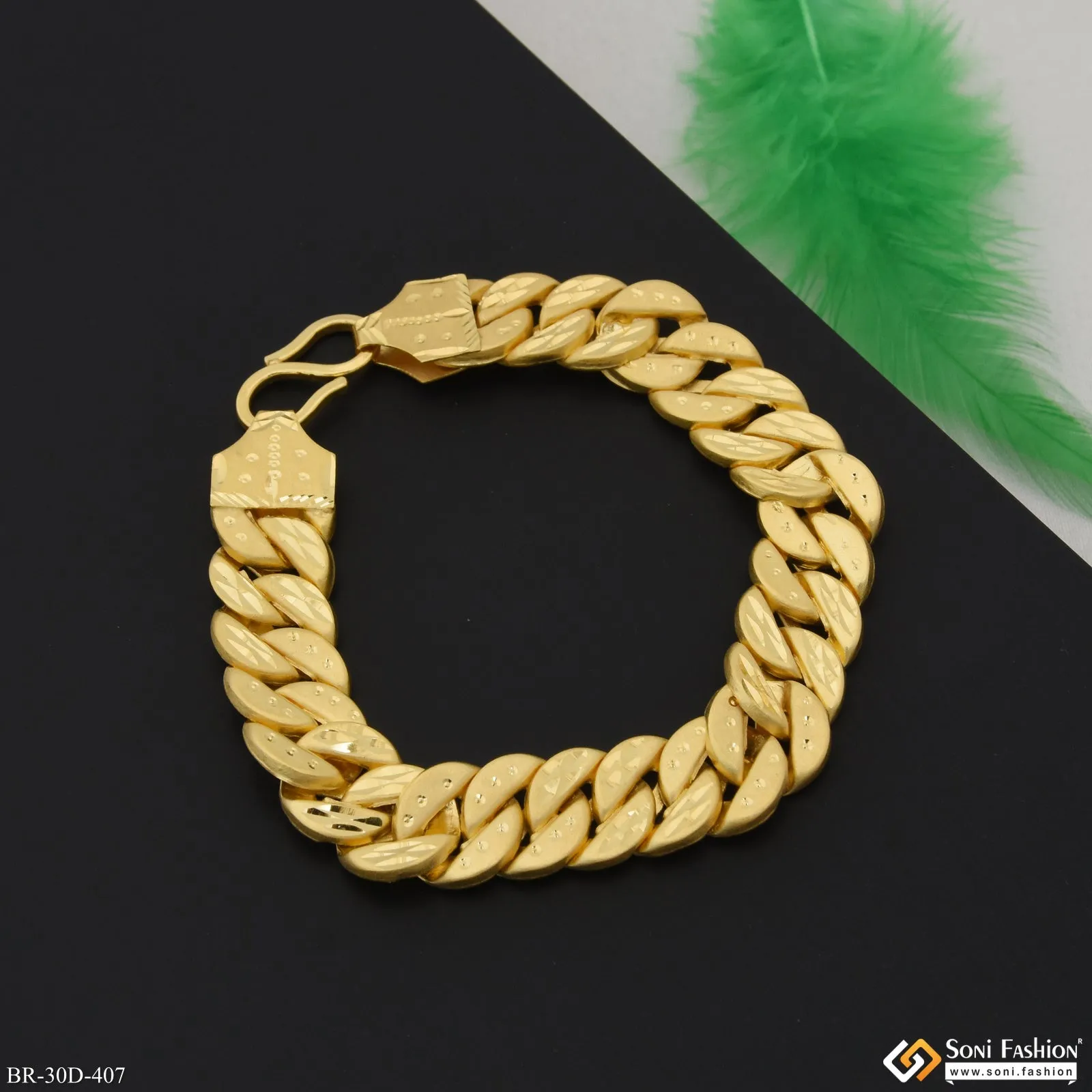 1 Gram Gold Plated Latest Design Pokal Bracelet for Men - Style D407
