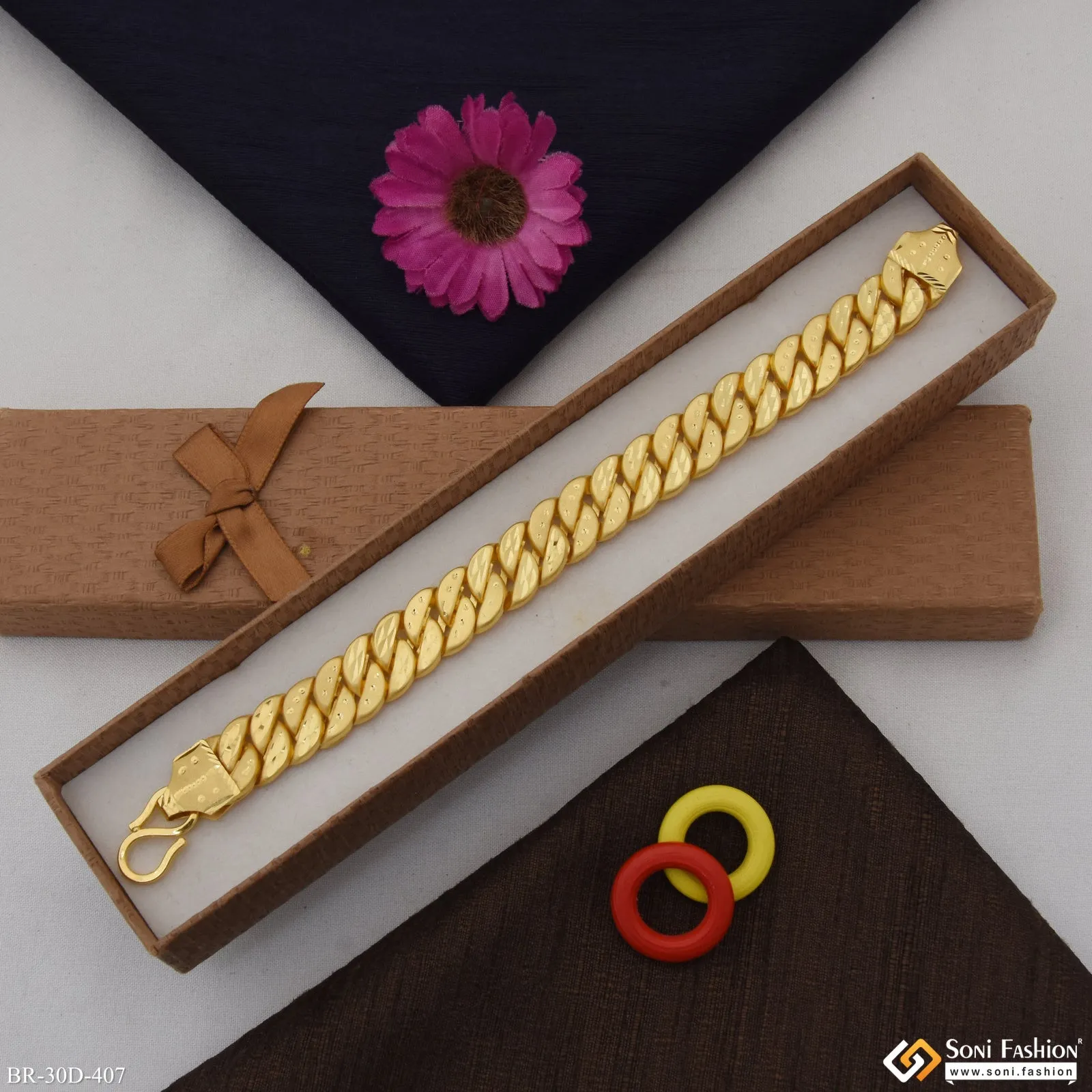 1 Gram Gold Plated Latest Design Pokal Bracelet for Men - Style D407