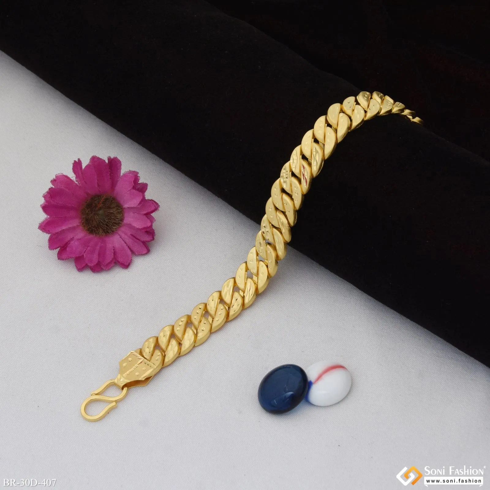 1 Gram Gold Plated Latest Design Pokal Bracelet for Men - Style D407