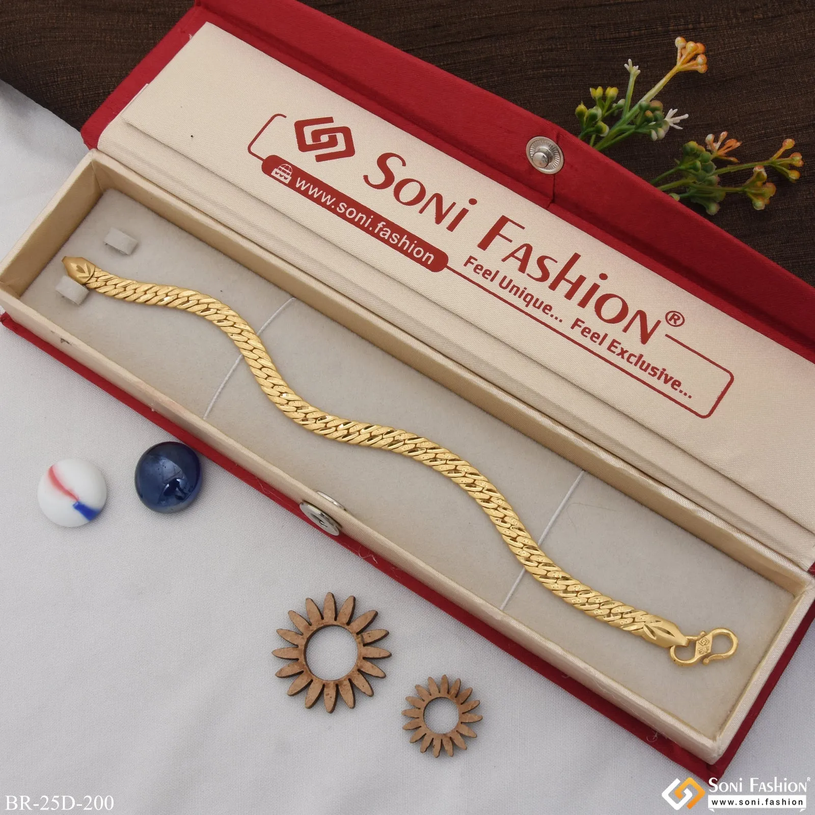 1 Gram Gold Plated Link Attention-Getting Design Bracelet for Men - Style D200