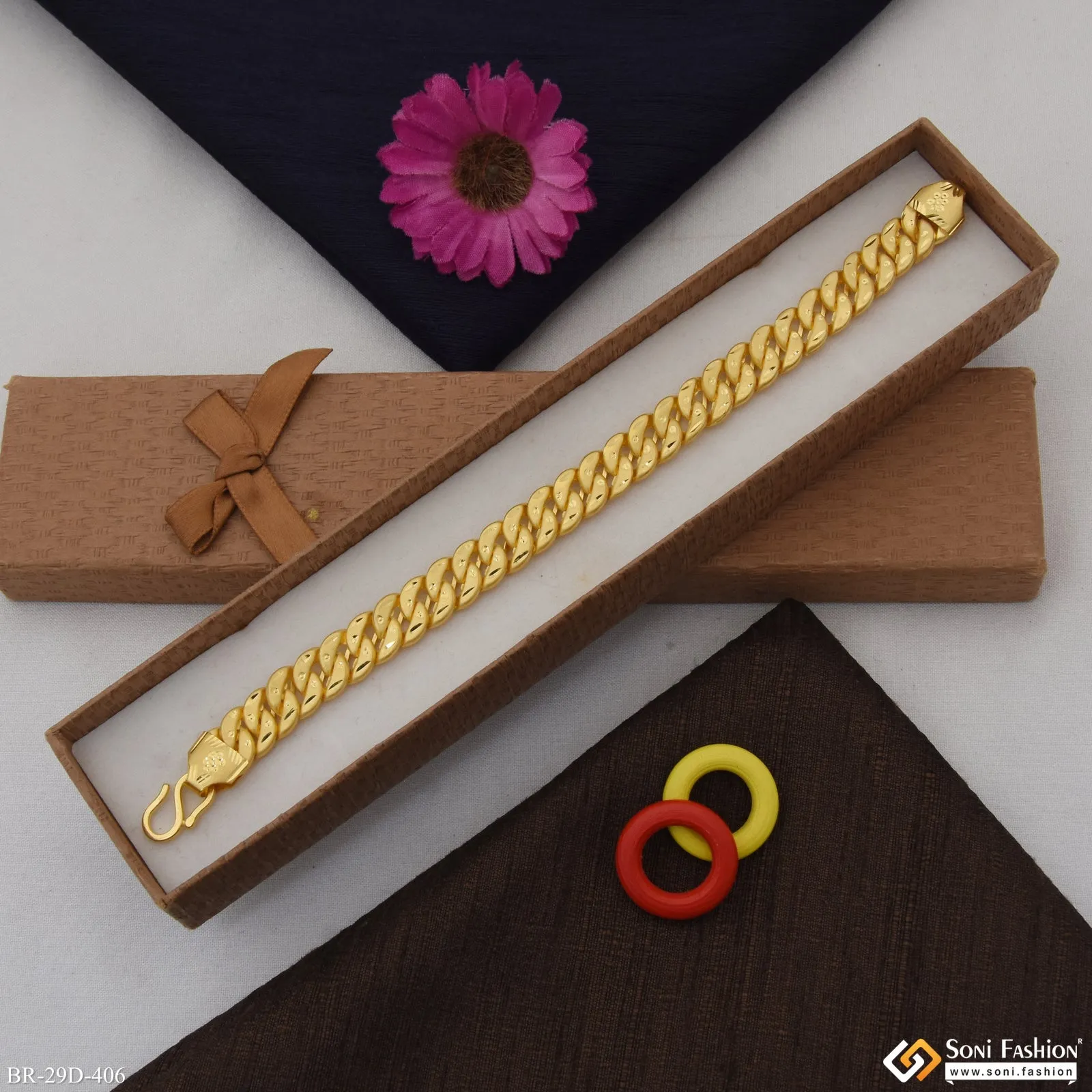 1 Gram Gold Plated Pokal Bracelet for Men - Style D406