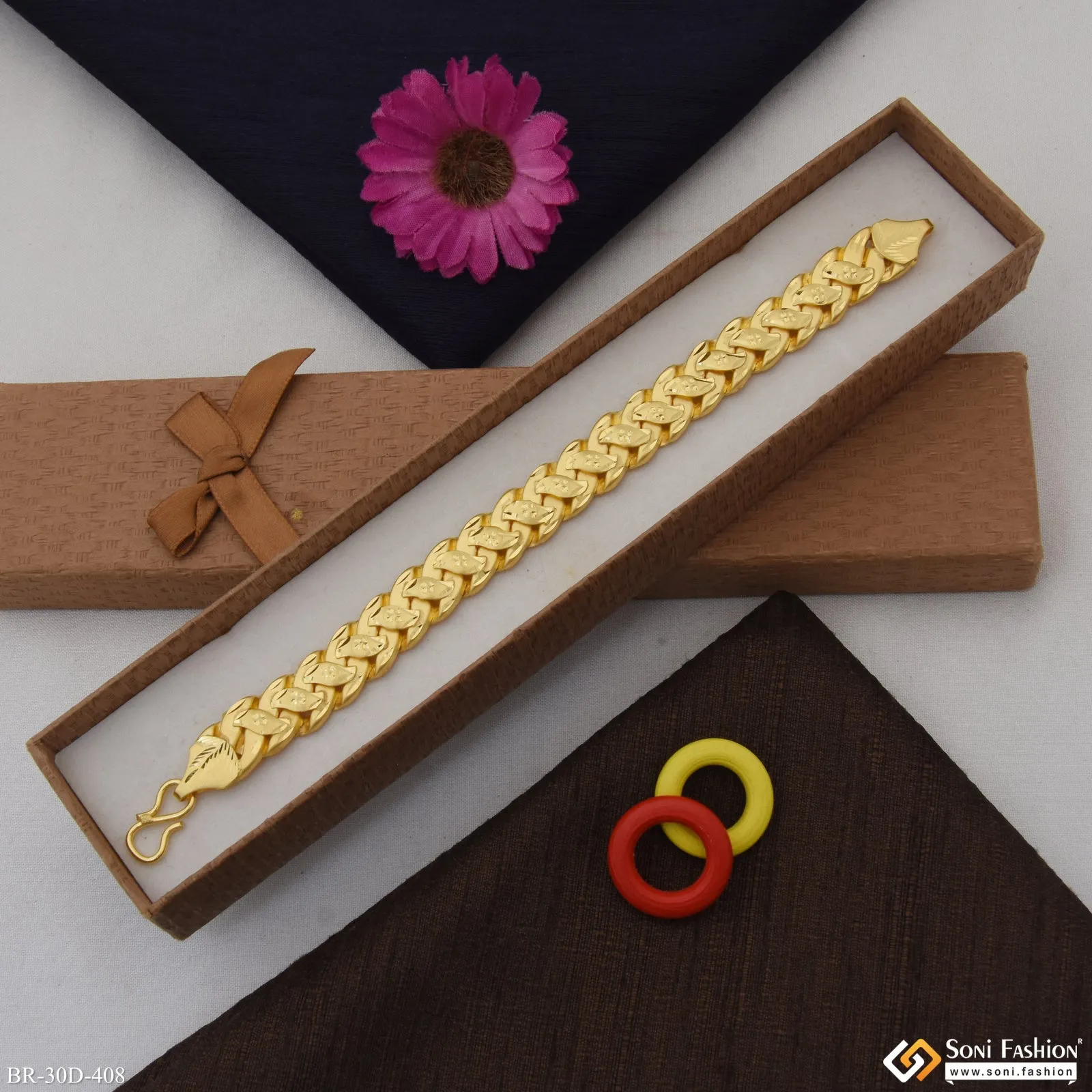 1 Gram Gold Plated Pokal Bracelet for Men - Style D408