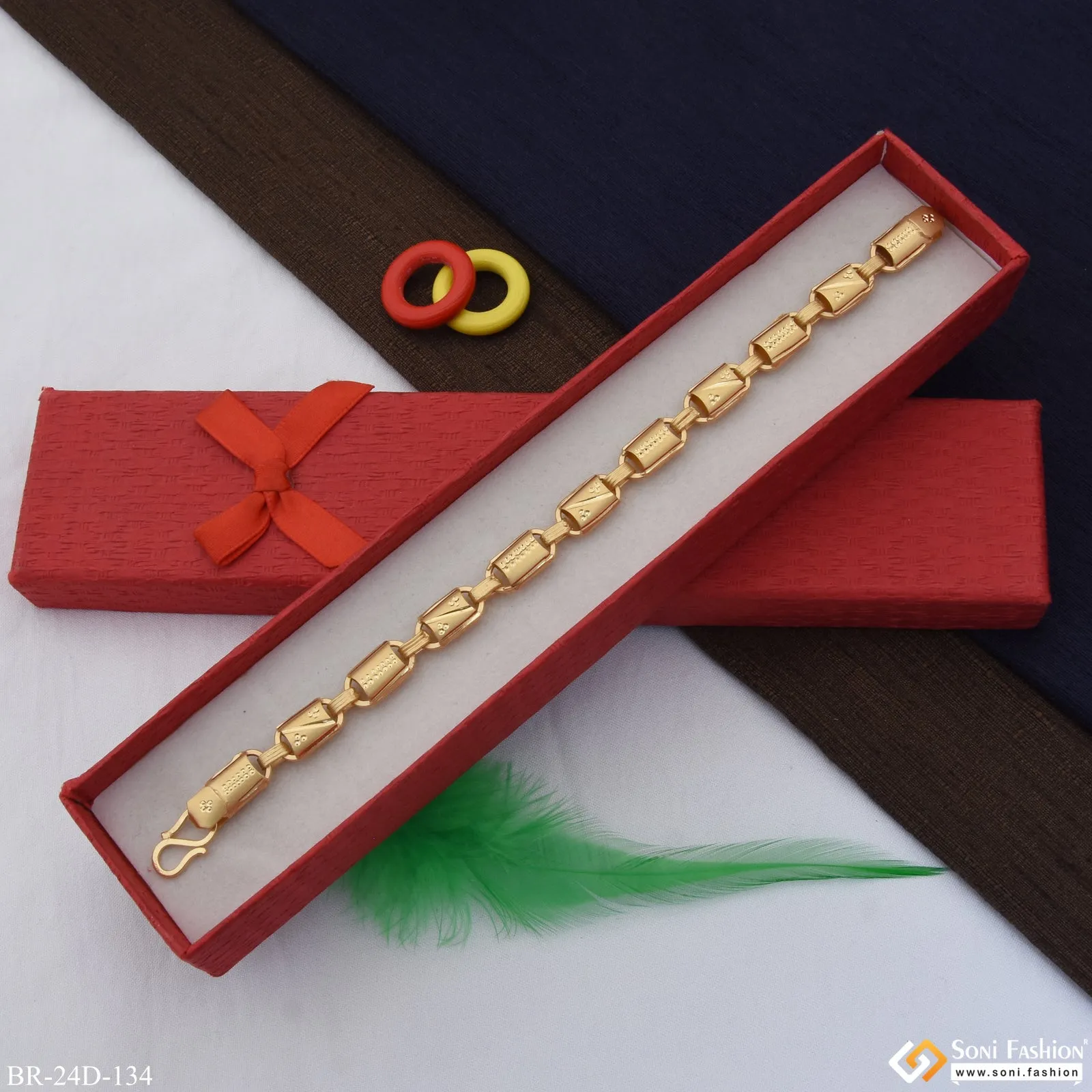 1 Gram Gold Plated Stylish Design Best Quality Bracelet for Men - Style D134