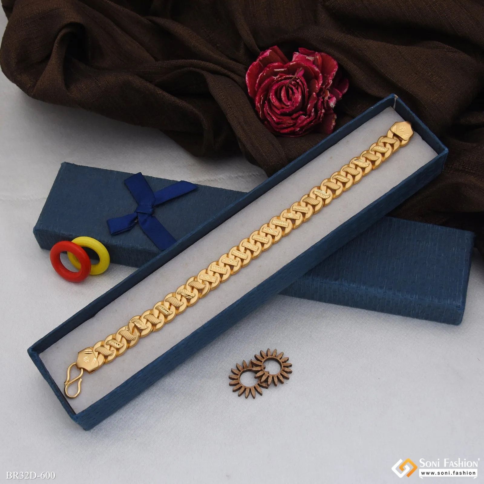 1 Gram Gold Plated Trending Design Pokal Bracelet for Men - Style D600