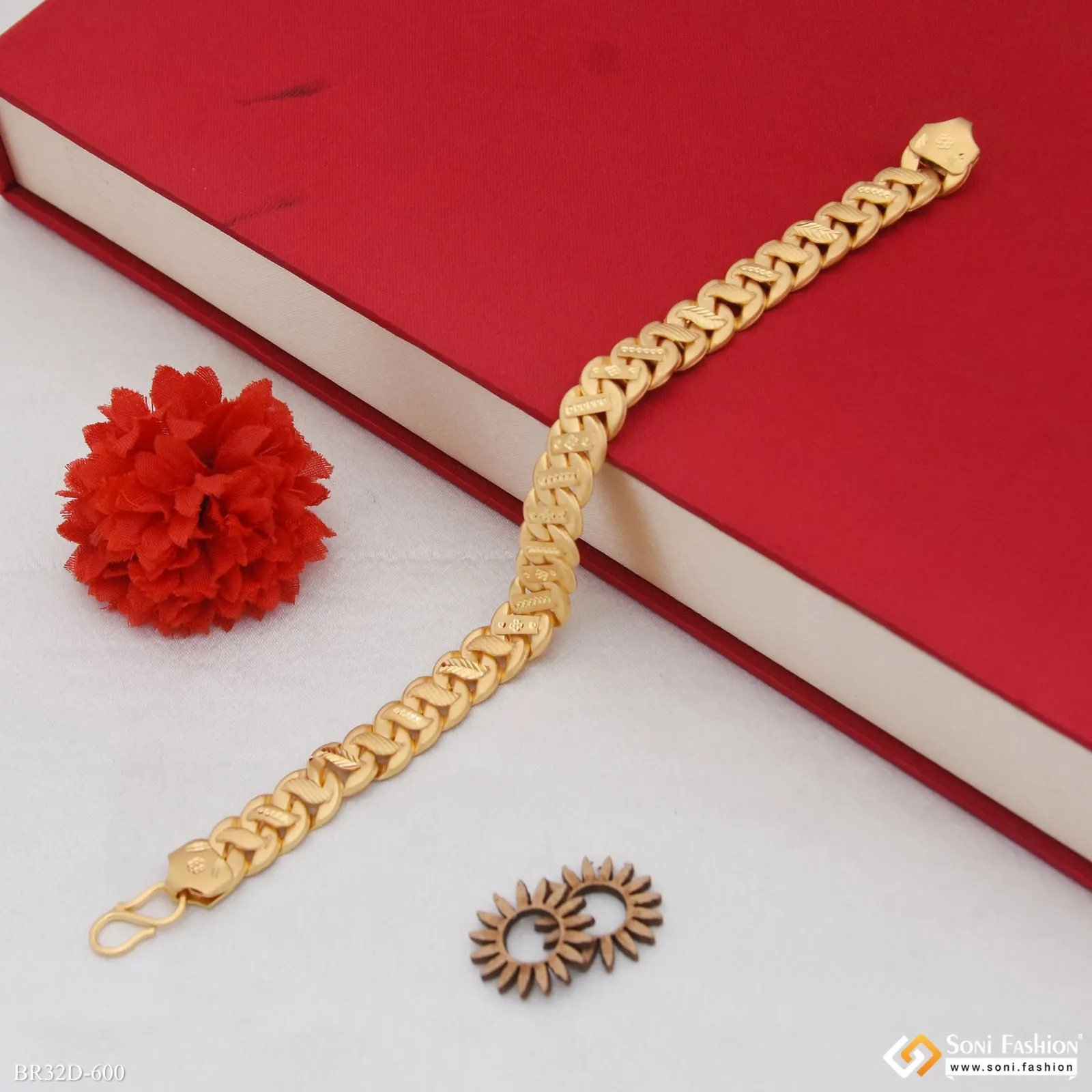 1 Gram Gold Plated Trending Design Pokal Bracelet for Men - Style D600