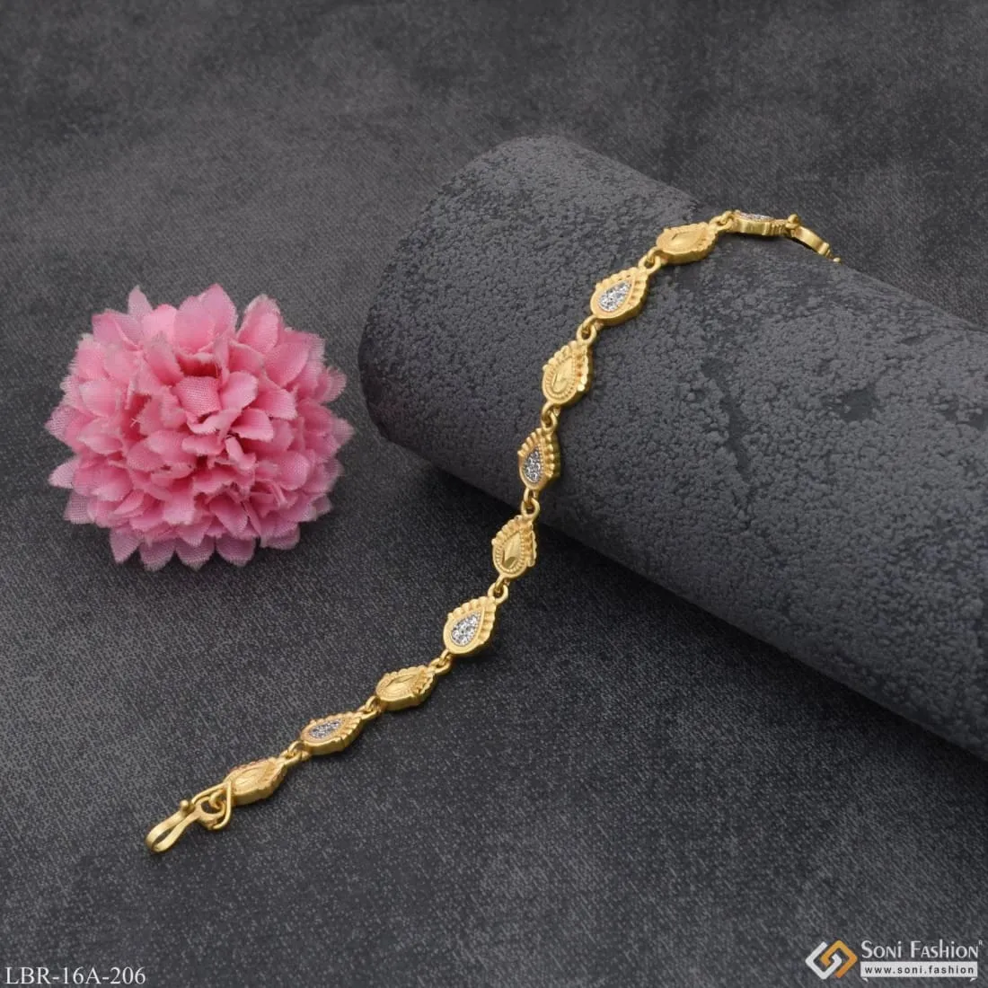 1 Gram Gold Plated With Diamond Graceful Design Bracelet For Lady - Style A206