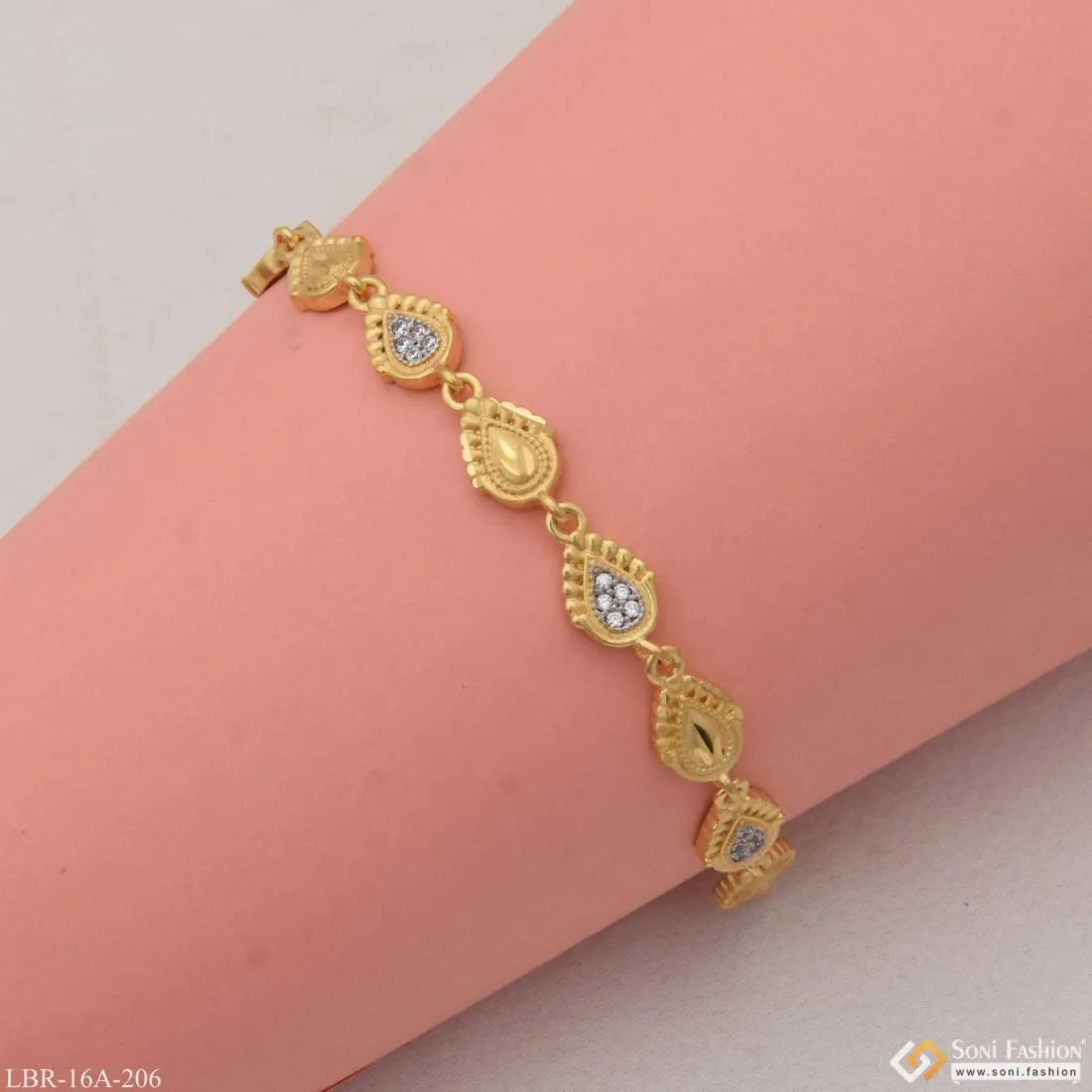 1 Gram Gold Plated With Diamond Graceful Design Bracelet For Lady - Style A206