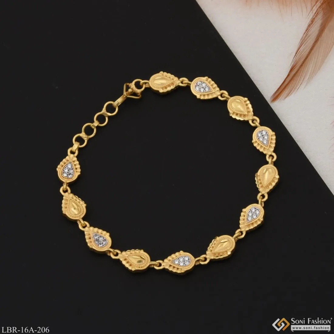 1 Gram Gold Plated With Diamond Graceful Design Bracelet For Lady - Style A206