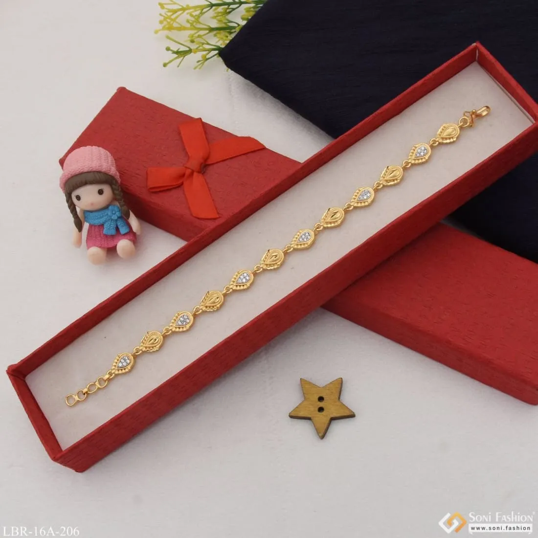 1 Gram Gold Plated With Diamond Graceful Design Bracelet For Lady - Style A206