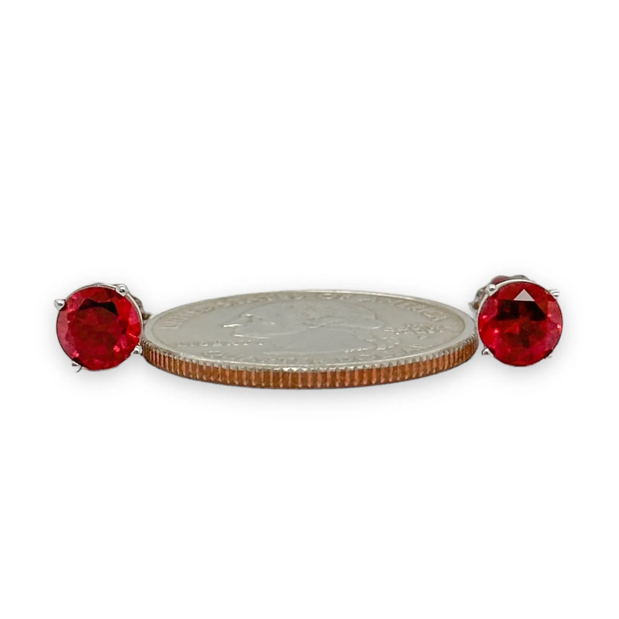 14K W Gold 1.92ct 6mm Lab-Created Ruby Earrings
