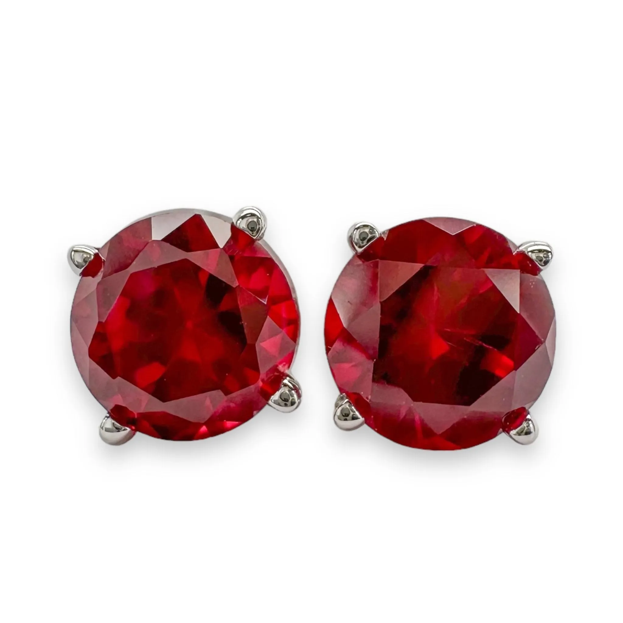 14K W Gold 1.92ct 6mm Lab-Created Ruby Earrings