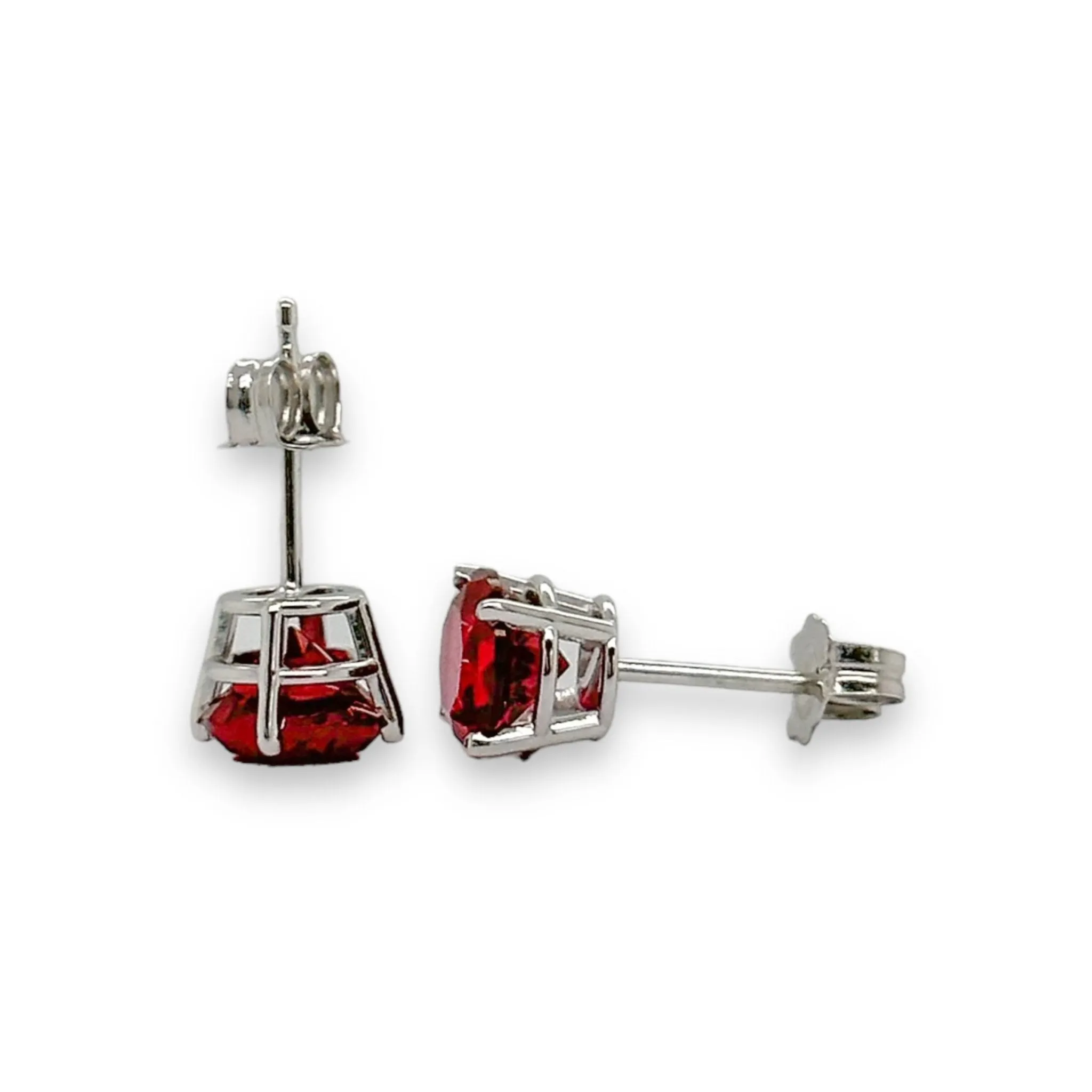 14K W Gold 1.92ct 6mm Lab-Created Ruby Earrings