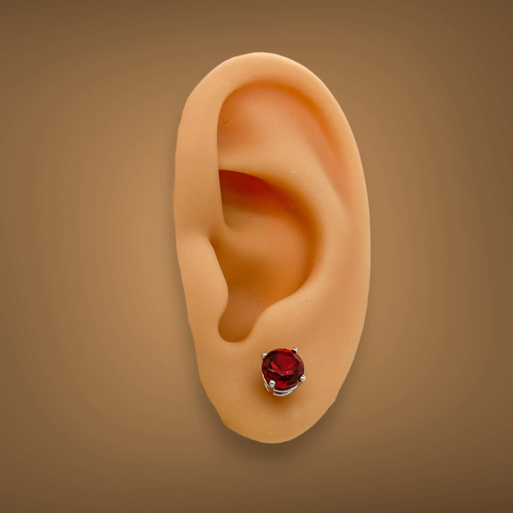 14K W Gold 1.92ct 6mm Lab-Created Ruby Earrings