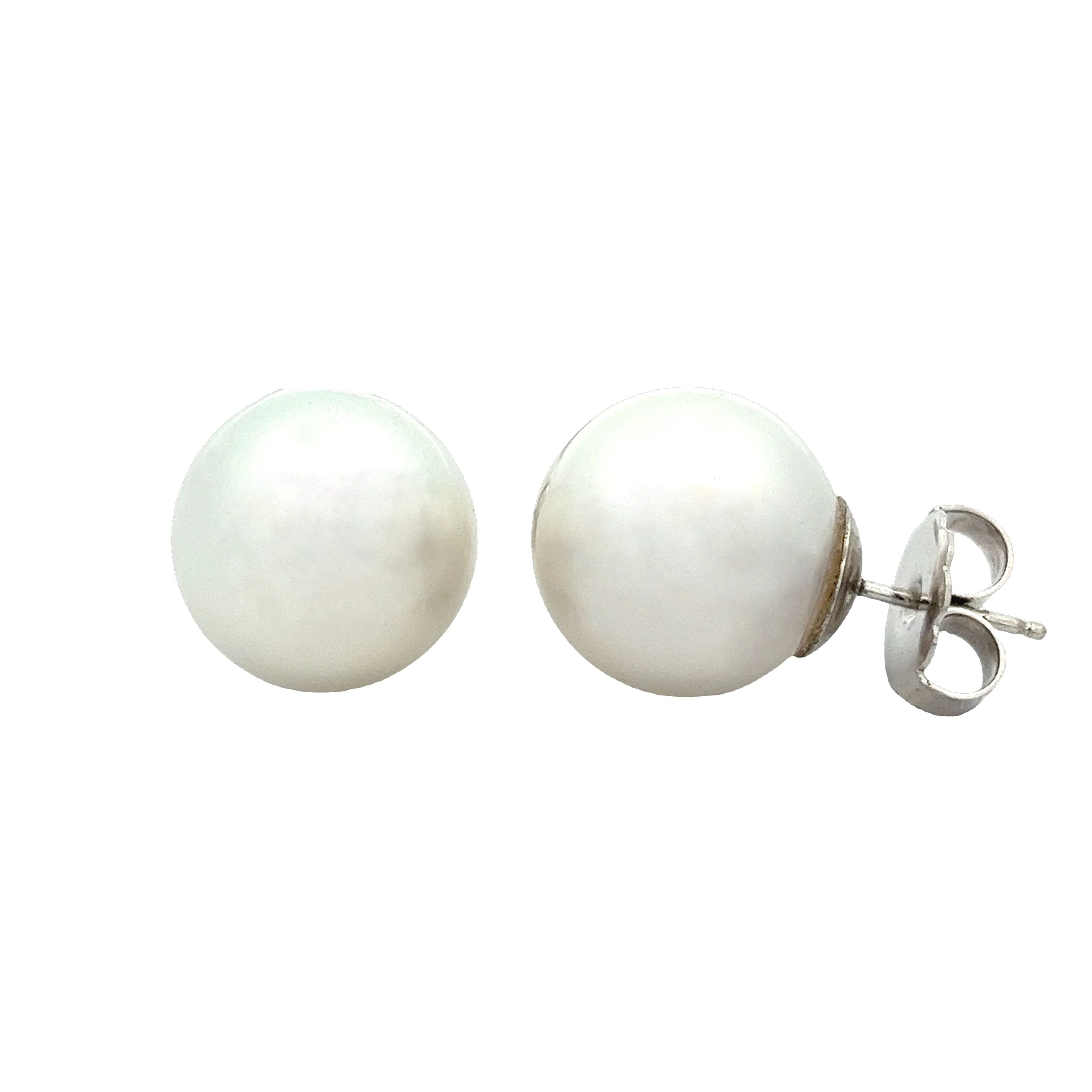 14k White Gold 14/15mm Pearl Stud Earrings