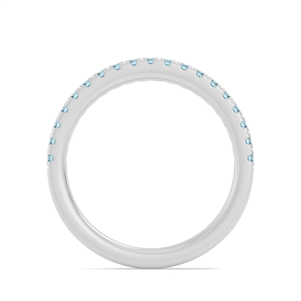 14K White Gold Aquamarine Band