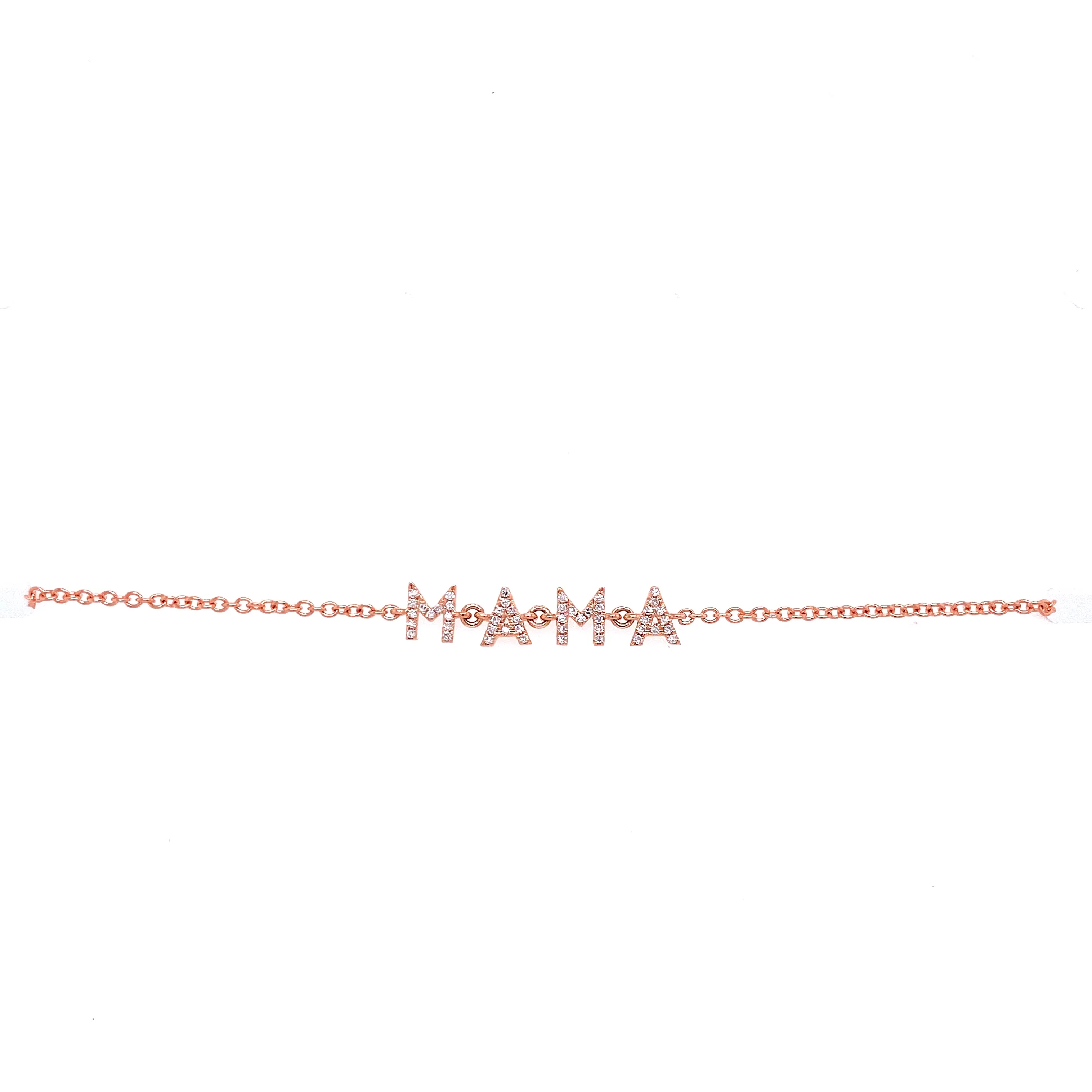 14K White Gold Diamond "Mama" Bracelet