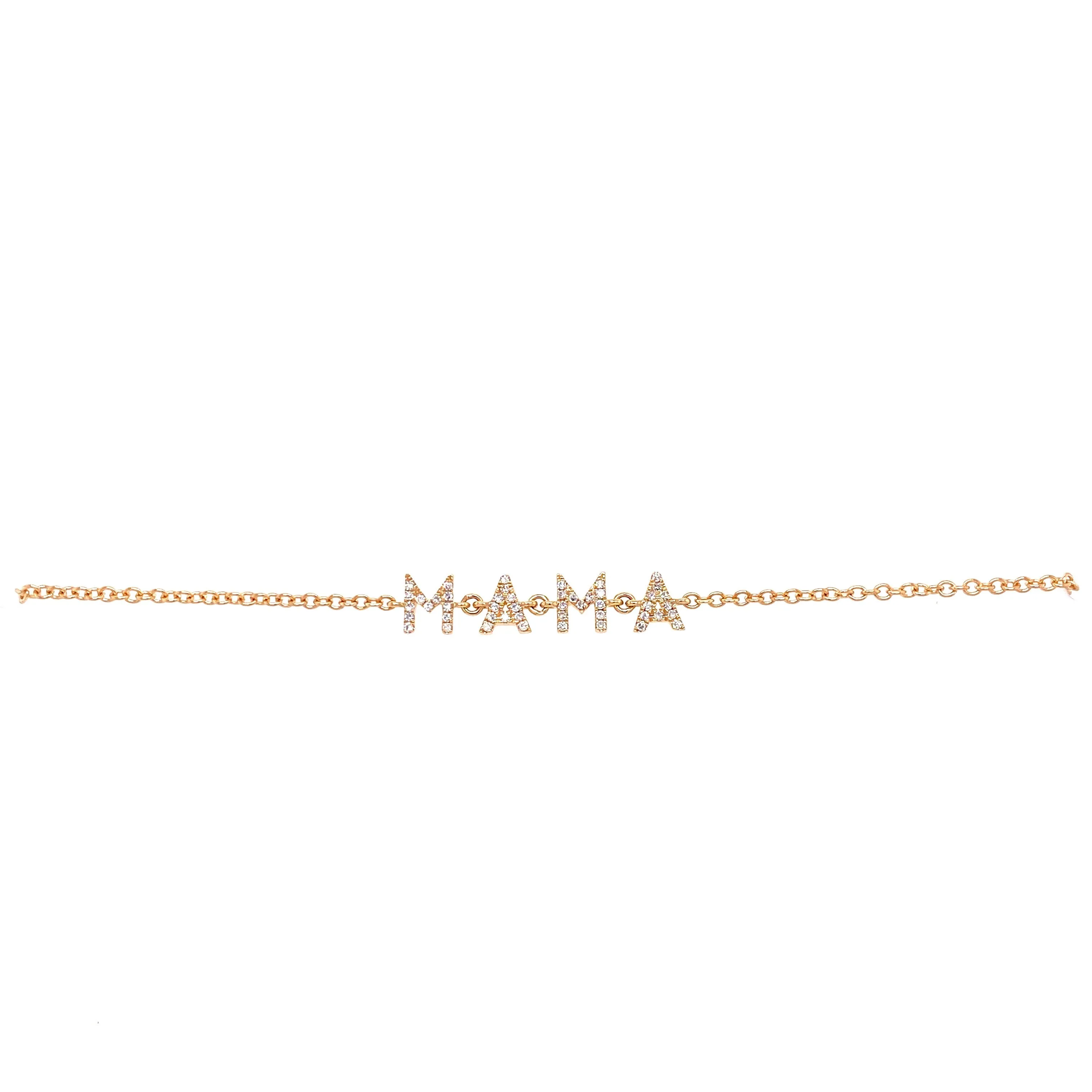 14K White Gold Diamond "Mama" Bracelet