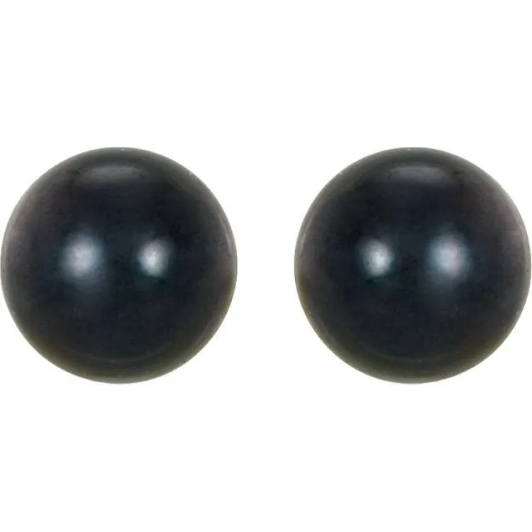 14K Yellow 8 mm Cultured Black Akoya Pearl Earrings