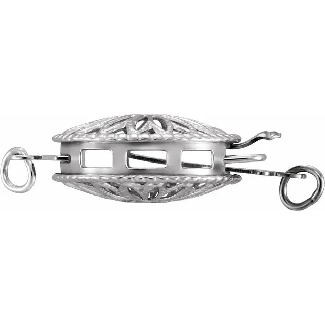 14k Yellow White Gold Filigree Floral Single Double Strand Box Clasp for Bracelet Necklace Jewelry Findings Parts