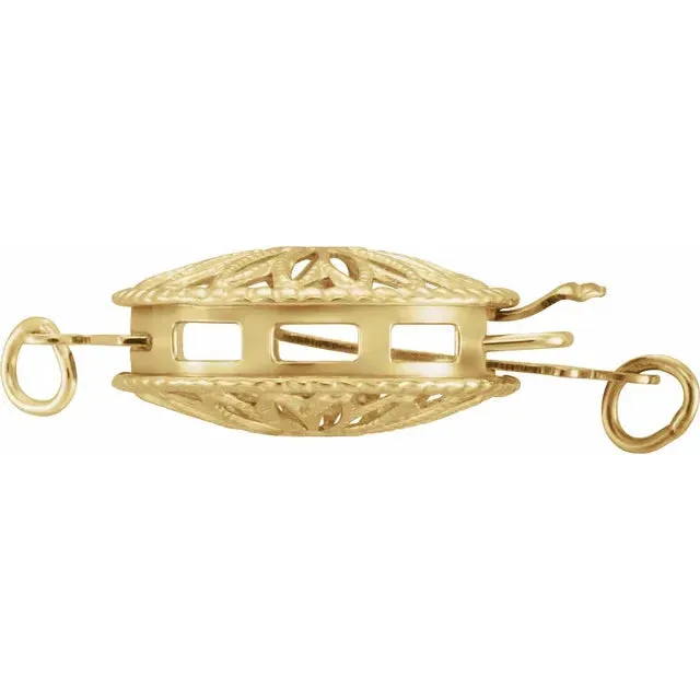 14k Yellow White Gold Filigree Floral Single Double Strand Box Clasp for Bracelet Necklace Jewelry Findings Parts