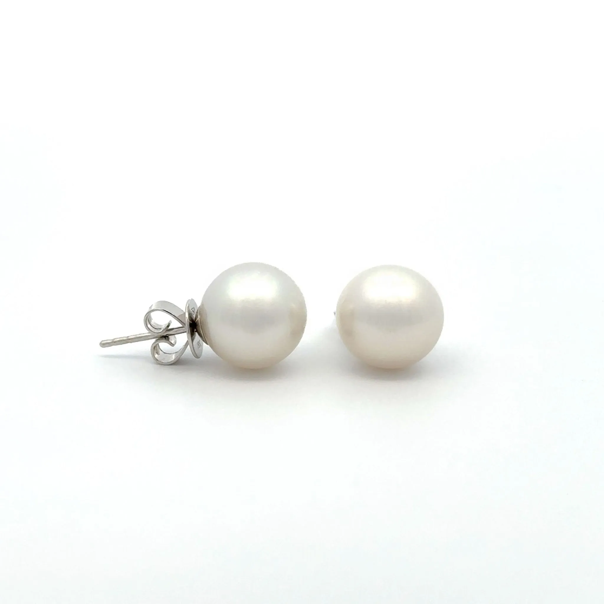 18K White Gold Australian South Sea 10-11mm Cultured Pearl Stud Earrings