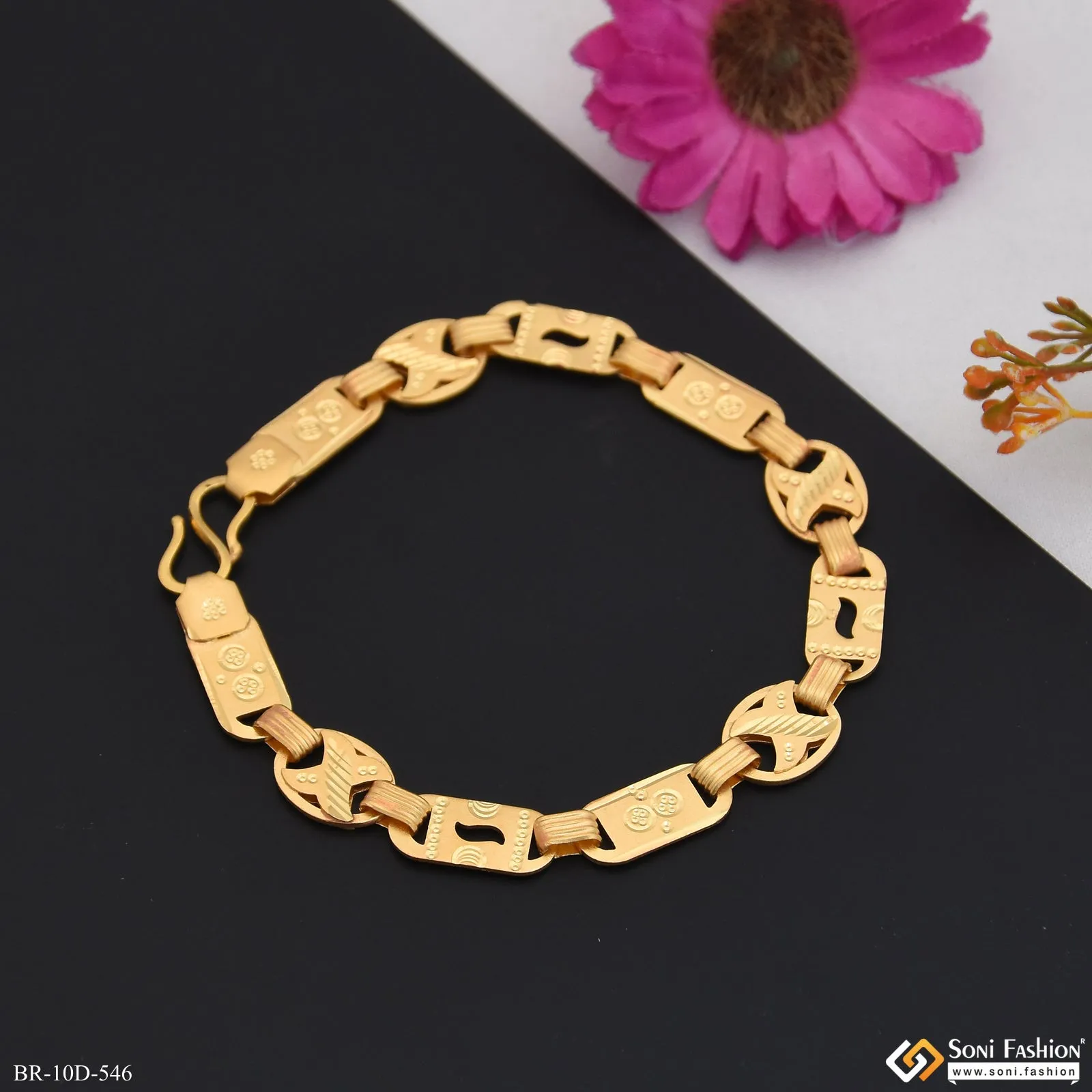 2 In 1 Latest Design Gold Plated Nawabi Bracelet for Men - Style D546
