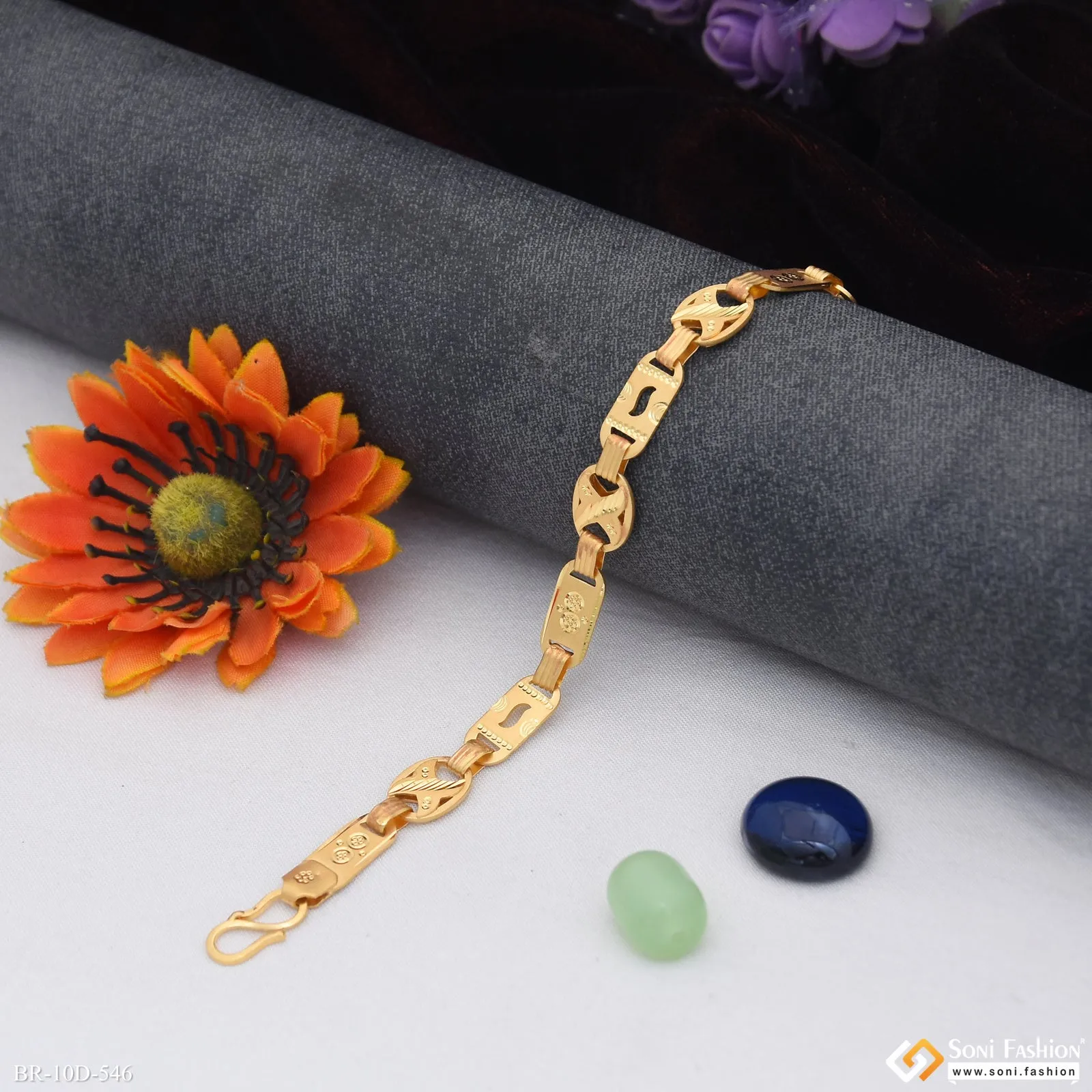 2 In 1 Latest Design Gold Plated Nawabi Bracelet for Men - Style D546