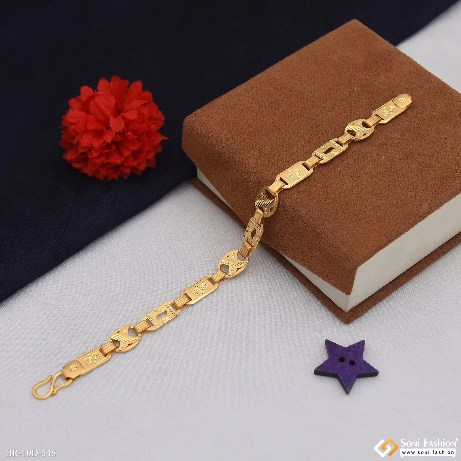 2 In 1 Latest Design Gold Plated Nawabi Bracelet for Men - Style D546