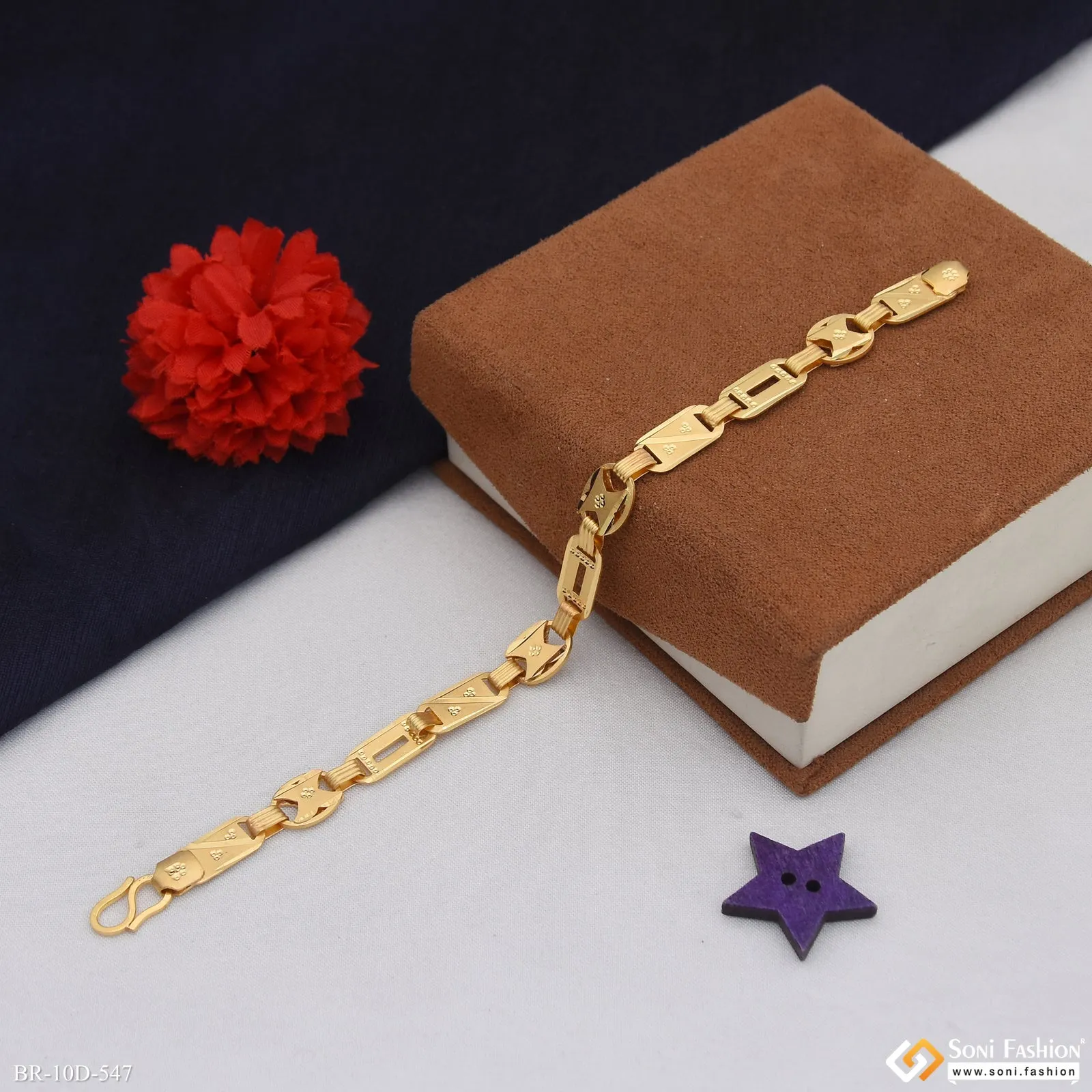 2 In 1 Latest Design Gold Plated Nawabi Bracelet for Men - Style D547
