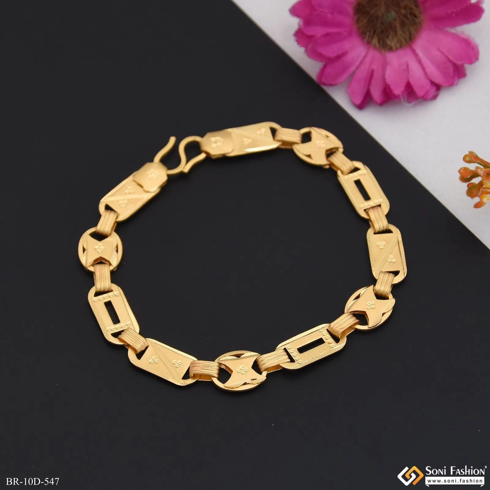 2 In 1 Latest Design Gold Plated Nawabi Bracelet for Men - Style D547