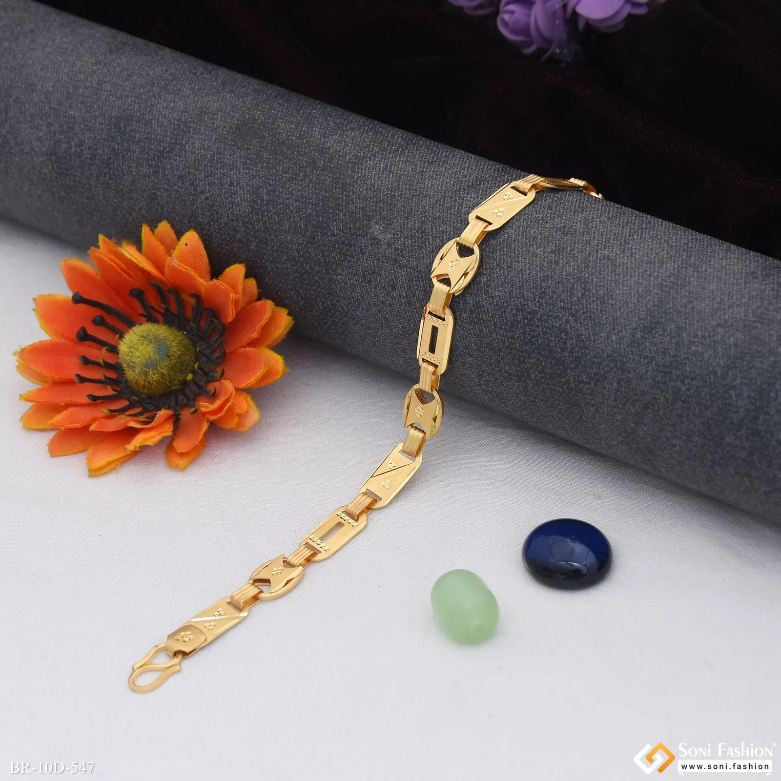 2 In 1 Latest Design Gold Plated Nawabi Bracelet for Men - Style D547
