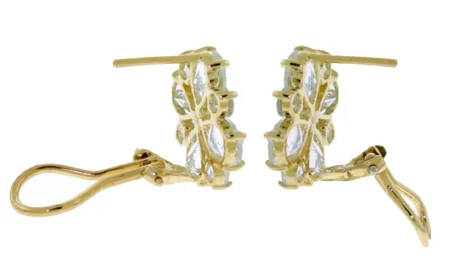 4.85 Carat 14K Solid White Gold French Clips Earrings Natural Aquamarine