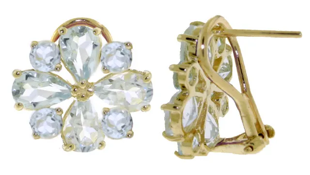 4.85 Carat 14K Solid White Gold French Clips Earrings Natural Aquamarine