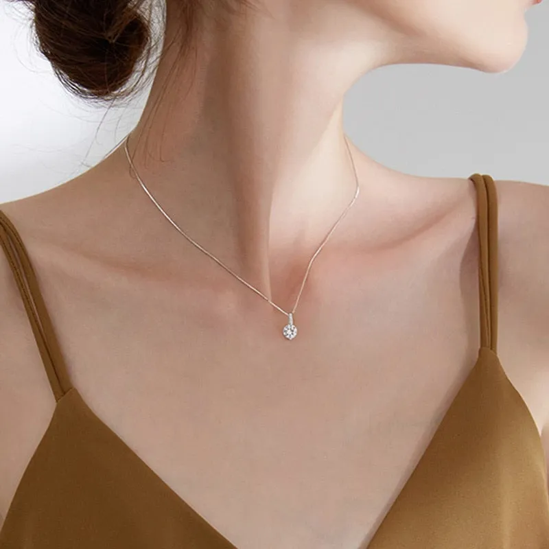 925 Sterling Silver Geometric Drop Necklace
