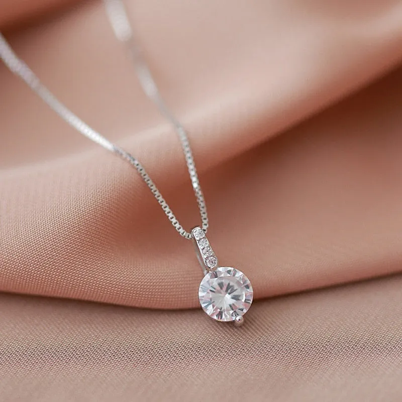 925 Sterling Silver Geometric Drop Necklace