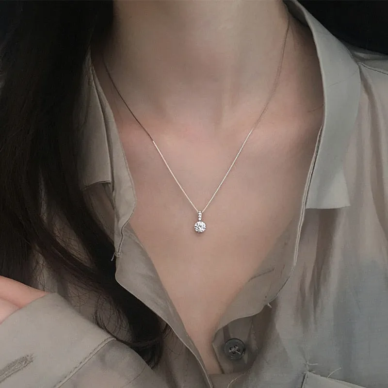 925 Sterling Silver Geometric Drop Necklace