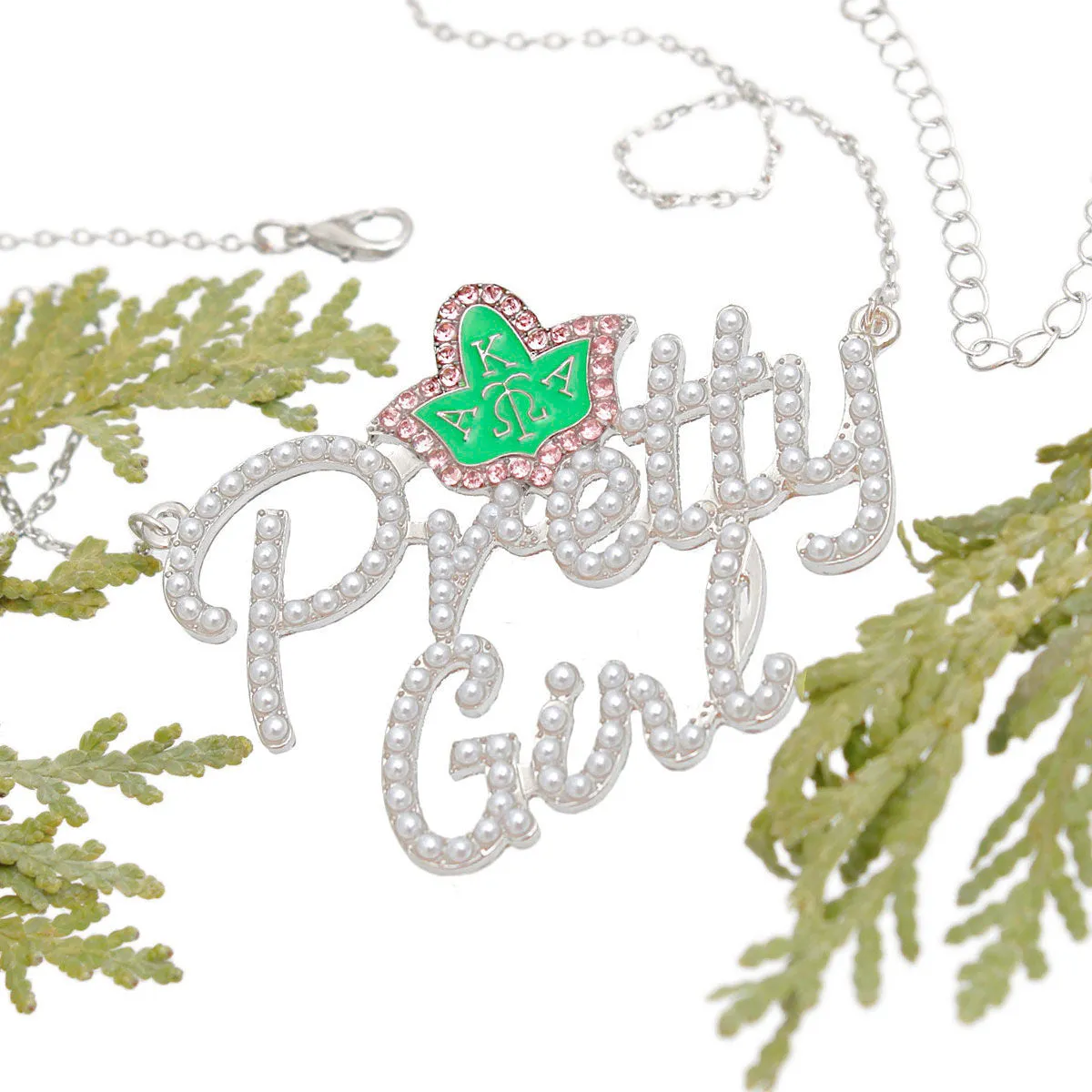 AKA Inspired Pretty Girl Pearl Pendant Necklace For Alpha Kappa Alpha Women