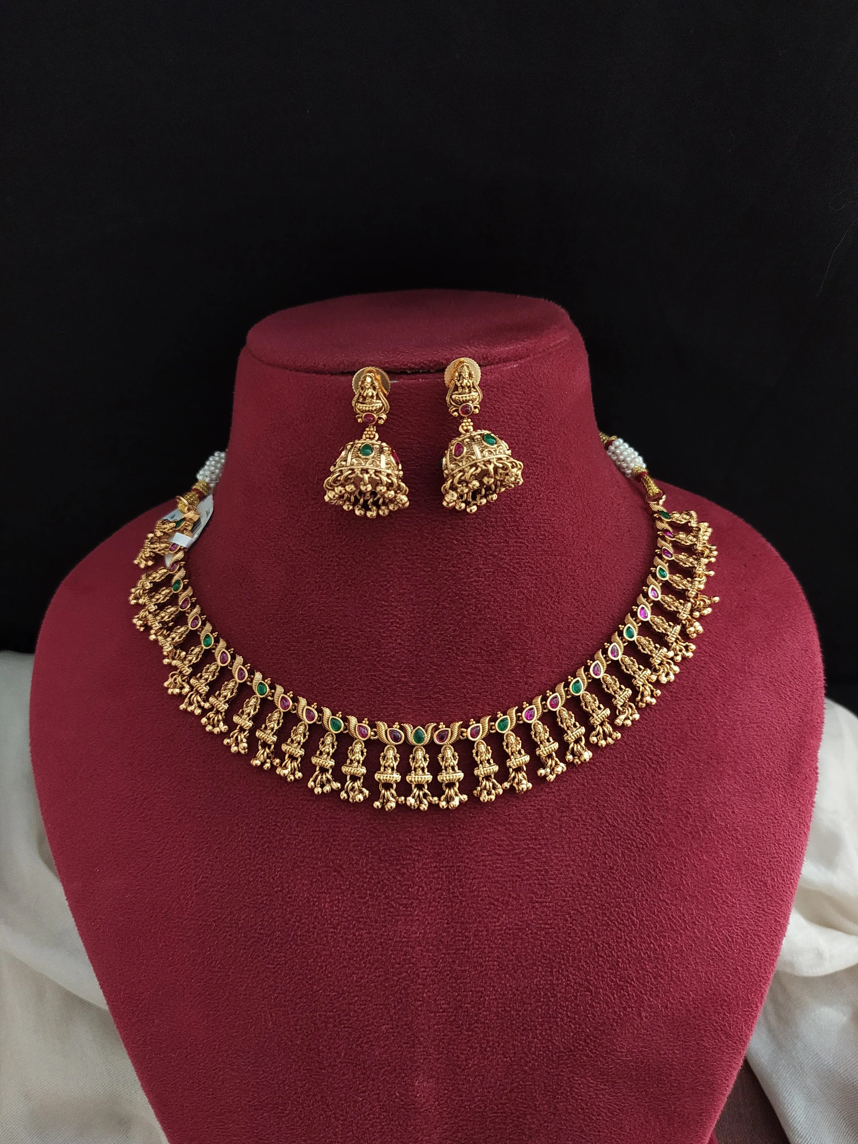Antique Simple Lakshmi Necklace with Jhumki
