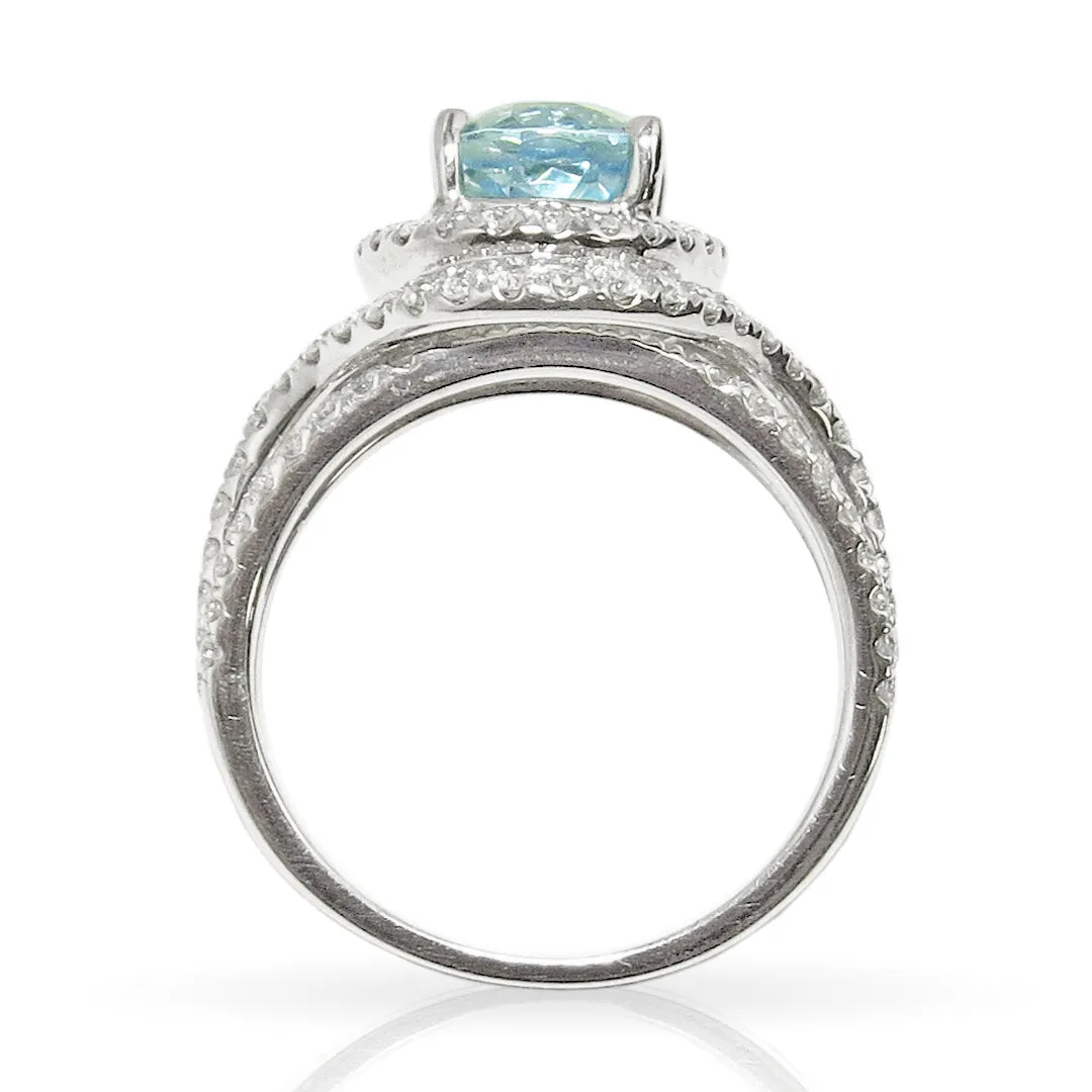Aquamarine and Diamond Ring