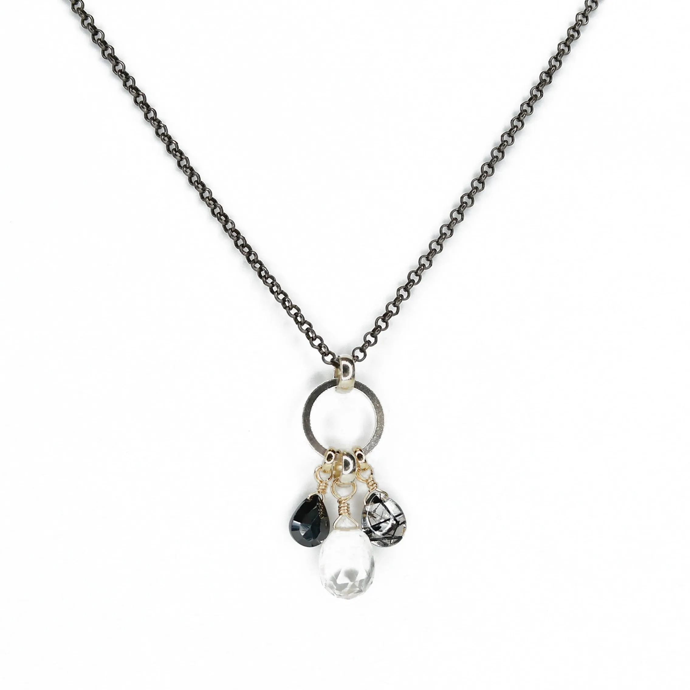 Black and White Triple Stone Cluster
