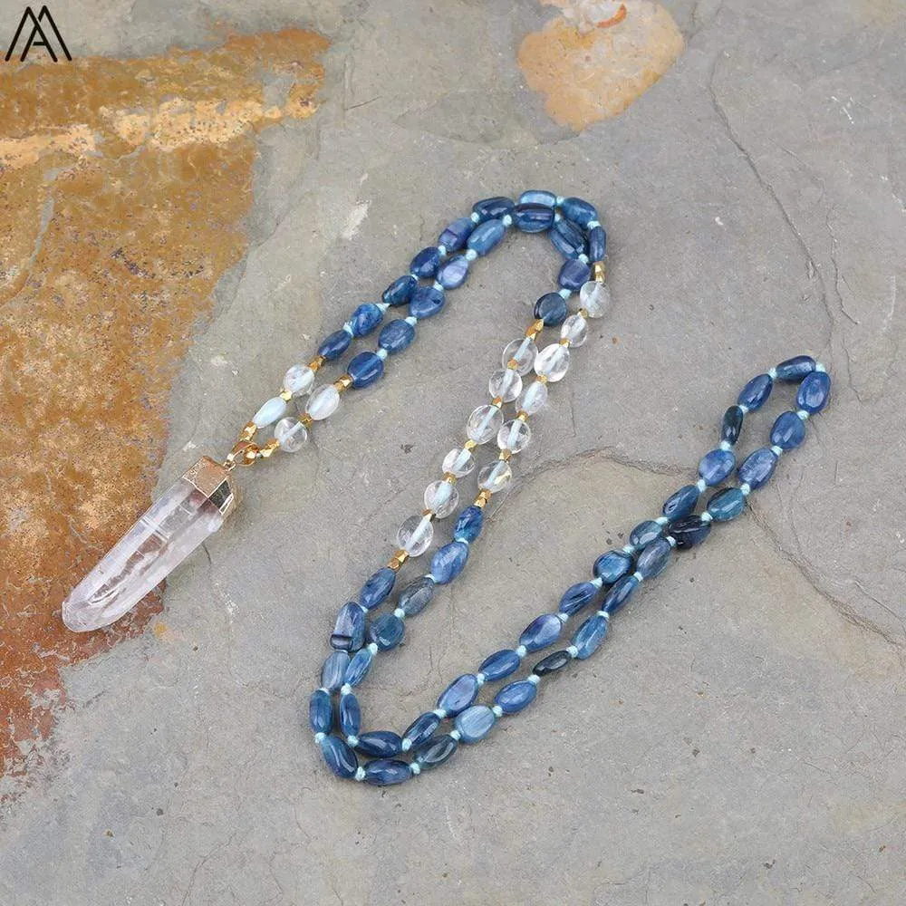 Blue Kyanite and White Quartz Necklace