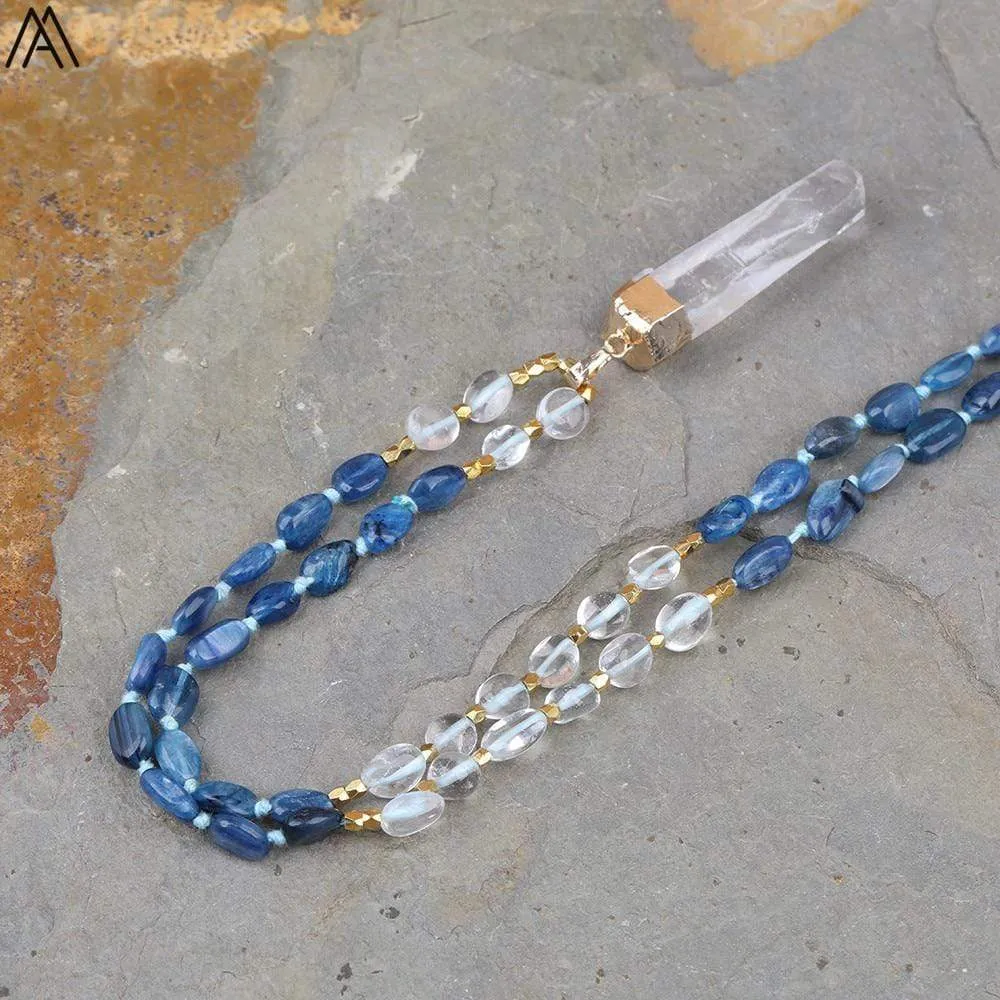 Blue Kyanite and White Quartz Necklace