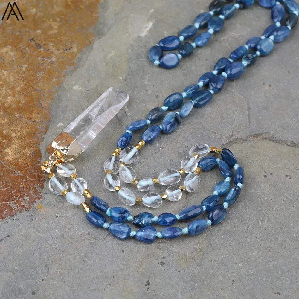 Blue Kyanite and White Quartz Necklace