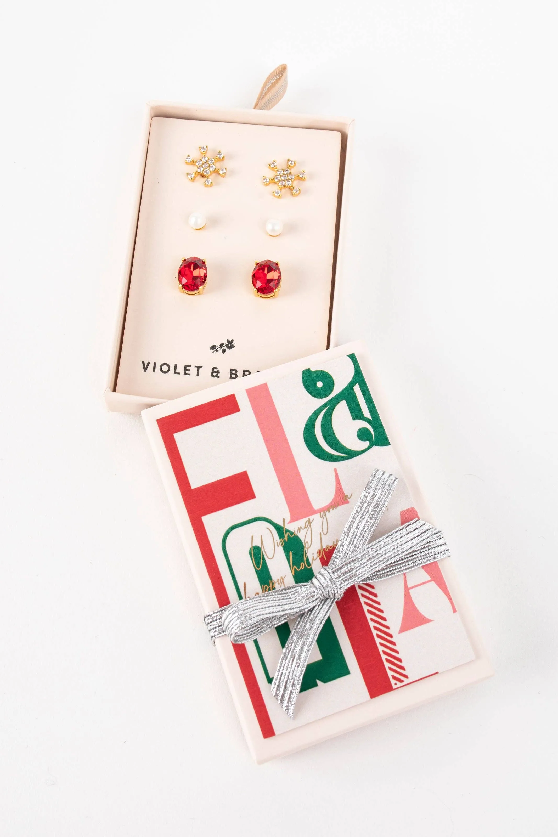 Clara Boxed Holiday Earrings- Ruby